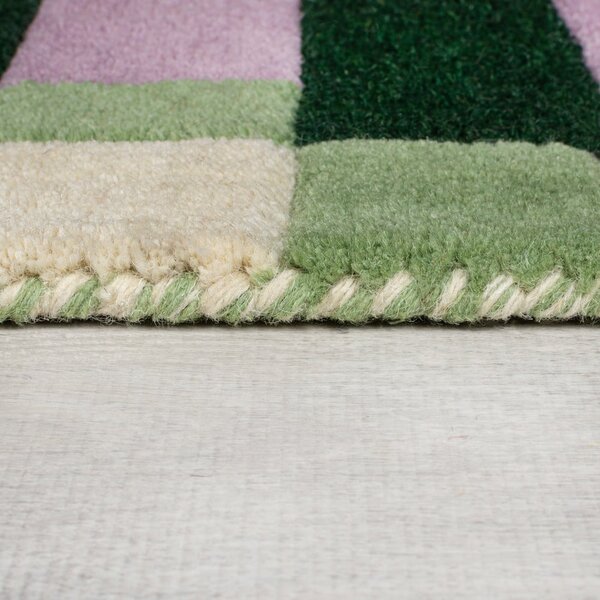 Zeleno-fialový ručně tkaný vlněný koberec 160x230 cm Kai Wool Border – Flair Rugs