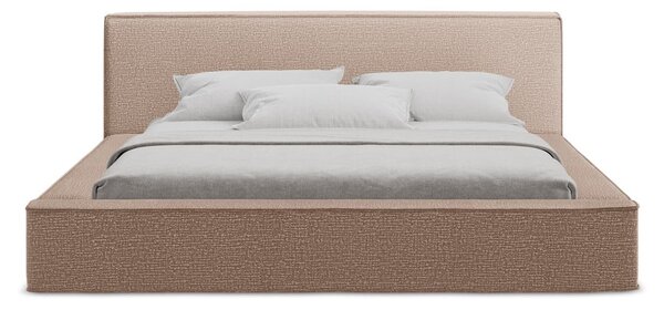 Světle růžová čalouněná dvoulůžková postel s úložným prostorem s roštem 180x200 cm Noho – Makamii
