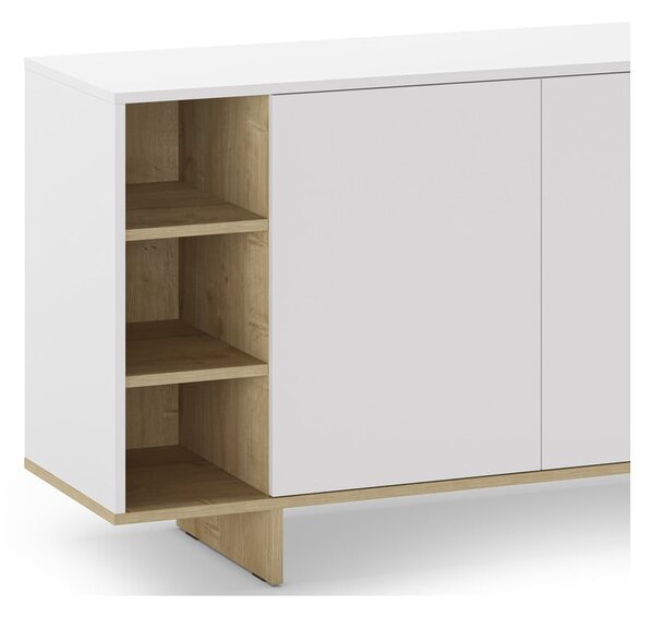 Bílá nízká komoda v dekoru dubu 170x80 cm Cequoia – Marckeric