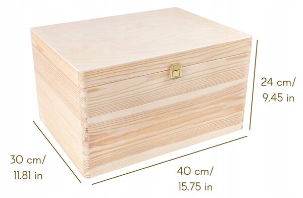 Krabička Creative Deco dřevěná béžová s víkem 40 cm