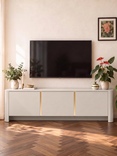 TV stolek Sorrenti 168 cm – kašmír / zlatá