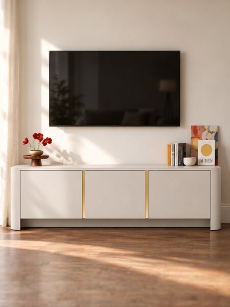 TV stolek Sorrenti 168 cm – kašmír / zlatá