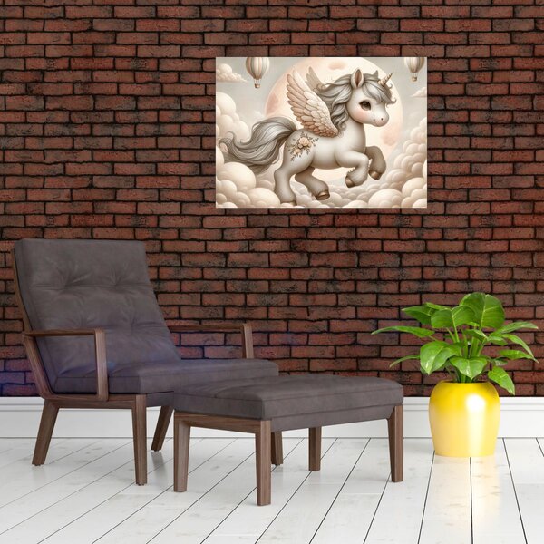 Obraz - Jednorožec v oblacích (70x50 cm)