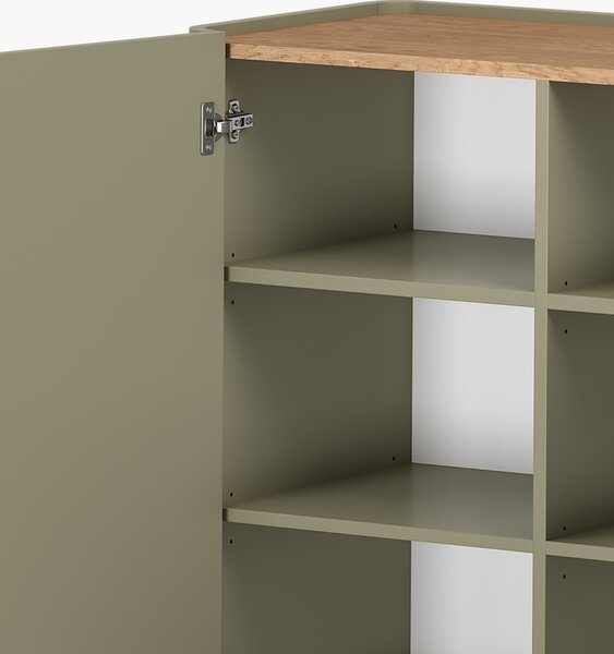 Komoda Elivo 200 cm čtyřdveřová na nožkách - eukalyptus / dub baltic dune
