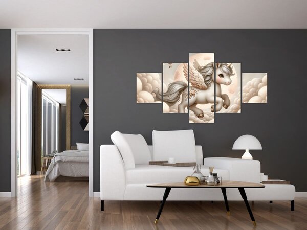 Obraz - Jednorožec v oblacích (125x70 cm)