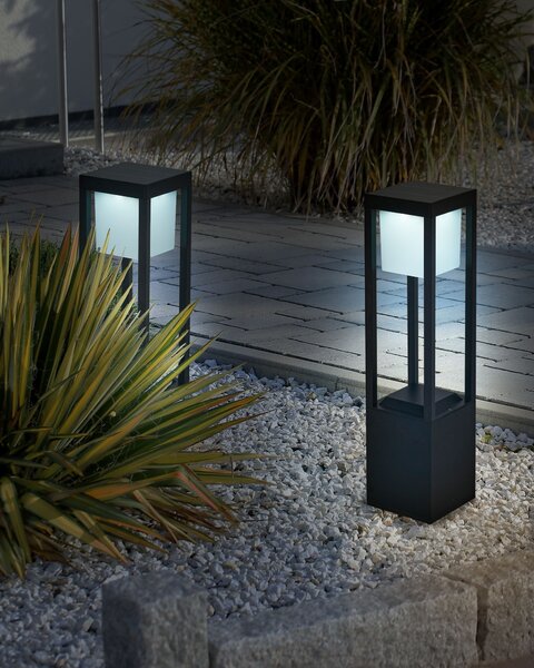 Solární venkovní LED sloupková lampa LOON Černá