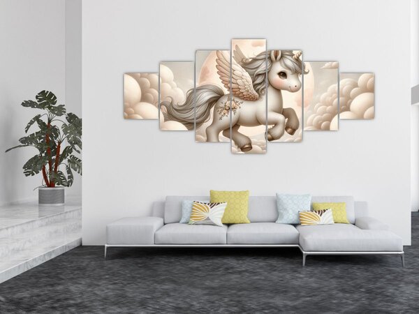 Obraz - Jednorožec v oblacích (210x100 cm)