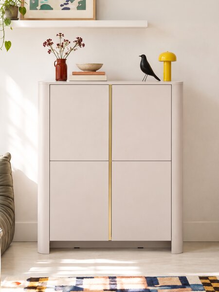 Vysoká komoda Sorrenti 103 cm – kašmír / zlatá