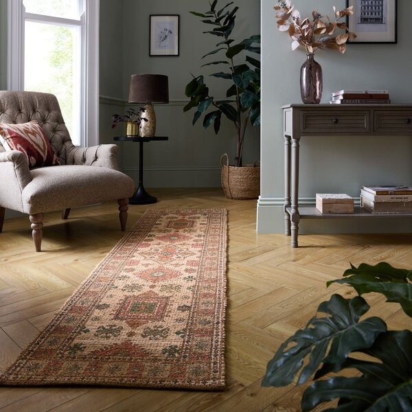 Ručně tkaný koberec s příměsí juty v růžové a terakotové barvě 60x230 cm Lana Jute – Flair Rugs