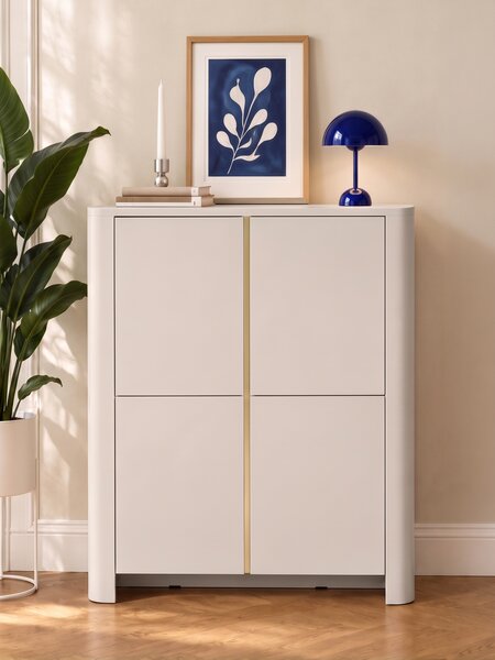 Vysoká komoda Sorrenti 103 cm – kašmír / zlatá