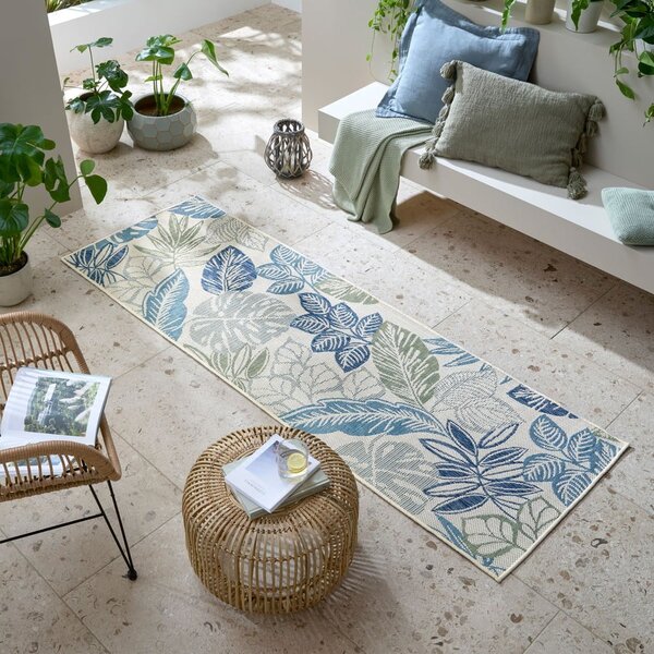Zeleno-modrý vnitřní a venkovní koberec 80x230 cm Bella Leaf – Flair Rugs