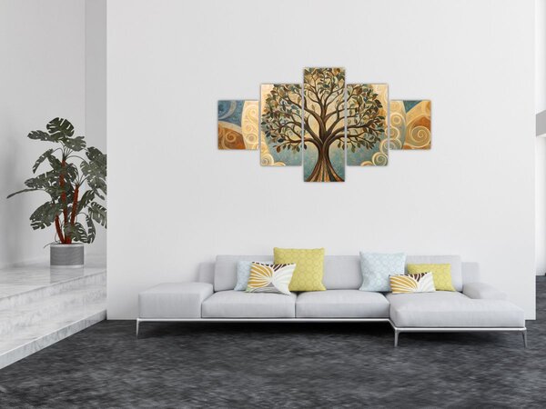 Obraz - Strom života a spriály (125x70 cm)