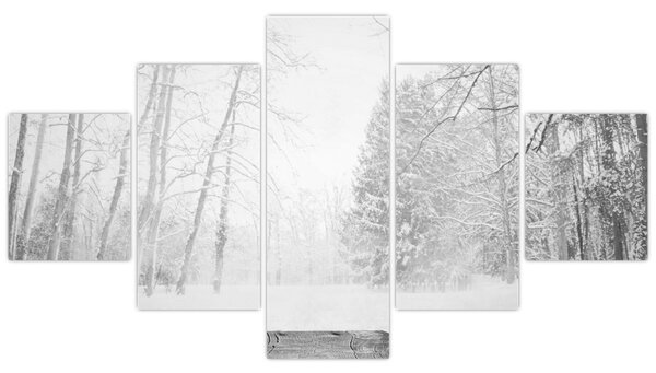 Obraz - Dřevěné molo v zimě (125x70 cm)