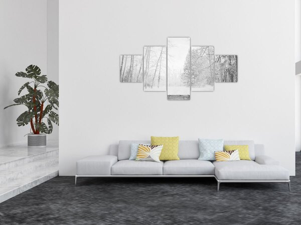 Obraz - Dřevěné molo v zimě (125x70 cm)