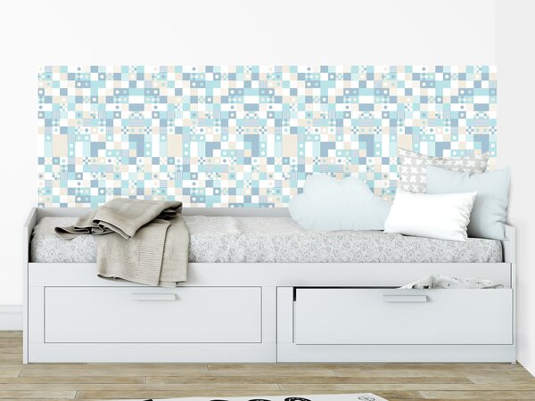 FUGU Pruh za postel - Broken tetris blue beige Varianta ochrany zdi: Delší strana postele 200x65 cm