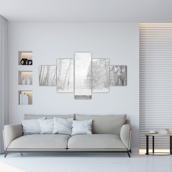 Obraz - Dřevěné molo v zimě (125x70 cm)