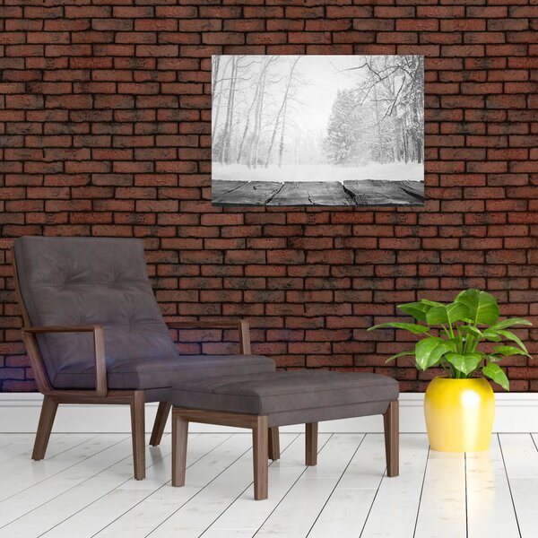 Obraz - Dřevěné molo v zimě (70x50 cm)