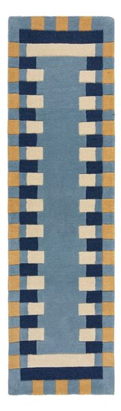 Modrý ručně tkaný vlněný běhoun 60x230 cm Kai Wool Border – Flair Rugs