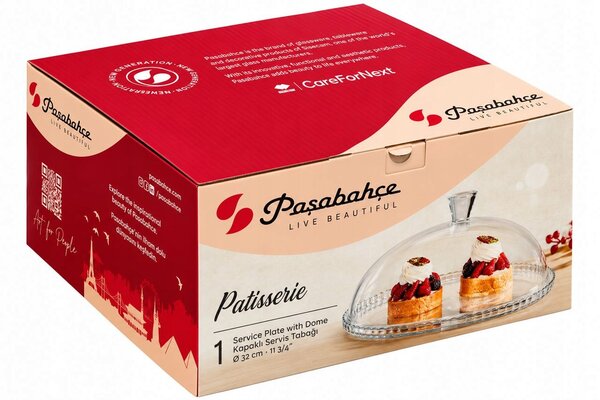 Podnos skleněný s poklopem na dort 32 cm Pasabahce 64584