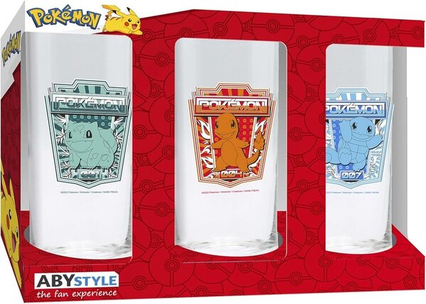 Sklenička Pokemon - Kanto Starter's