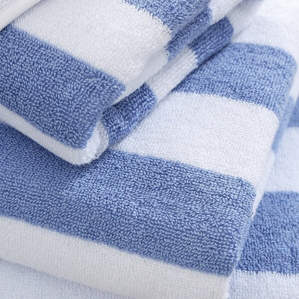 Modro-bílá bavlněná osuška 90x140 cm Stripe Jacquard – Bianca