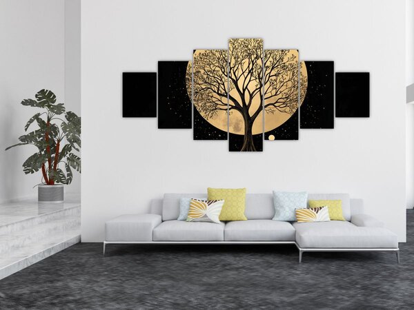 Obraz - Strom ve zlatém úplňku I. (210x100 cm)