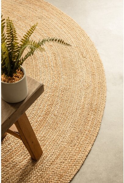 Oboustranný jutový kulatý koberec v přírodní barvě ø 140 cm Braided – Hanse Home