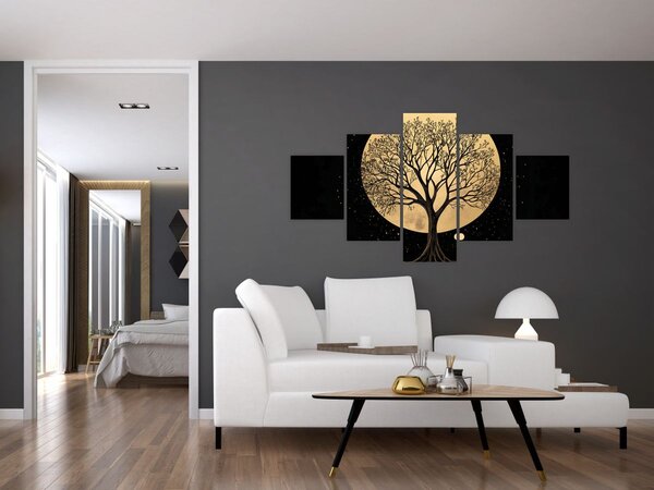 Obraz - Strom ve zlatém úplňku I. (125x70 cm)