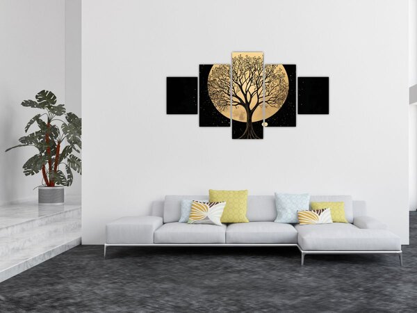 Obraz - Strom ve zlatém úplňku I. (125x70 cm)