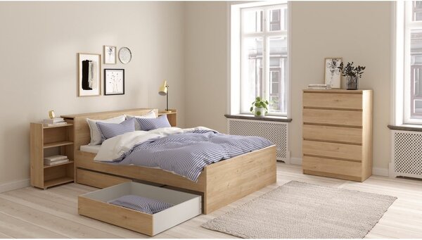 Dvoulůžková postel v dekoru dubu v přírodní barvě 160x200 cm Naia – Tvilum
