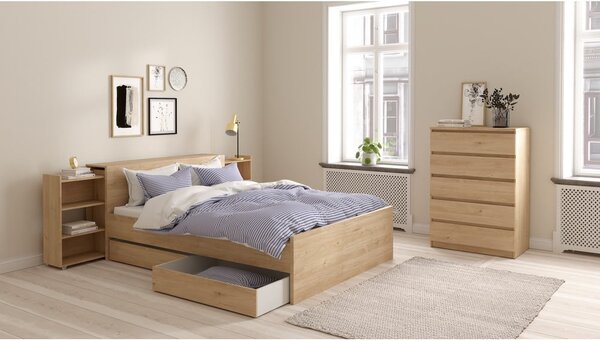 Dvoulůžková postel v dekoru dubu v přírodní barvě 160x200 cm Naia – Tvilum