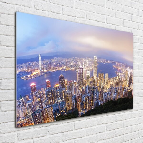 Foto obraz sklo tvrzené Hongkong panorama osh-89343951