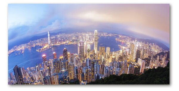Foto obraz sklo tvrzené Hongkong panorama osh-89343951