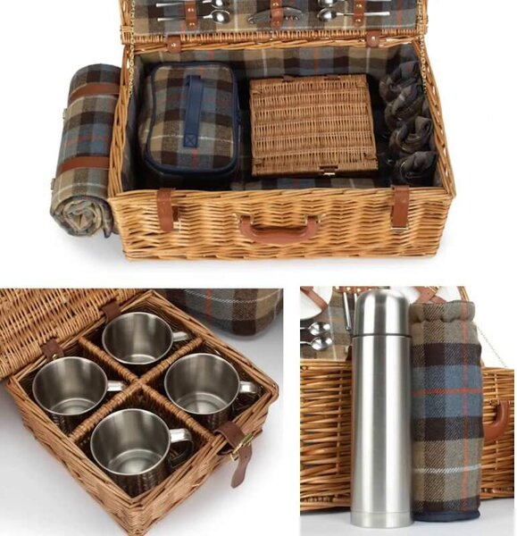 Willow Direct Piknikový koš COUNTRY DELUXE proutěný pro 4 osoby s dekou