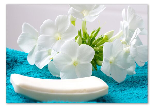 Foto obraz sklo tvrzené Bílé květiny spa osh-89406381