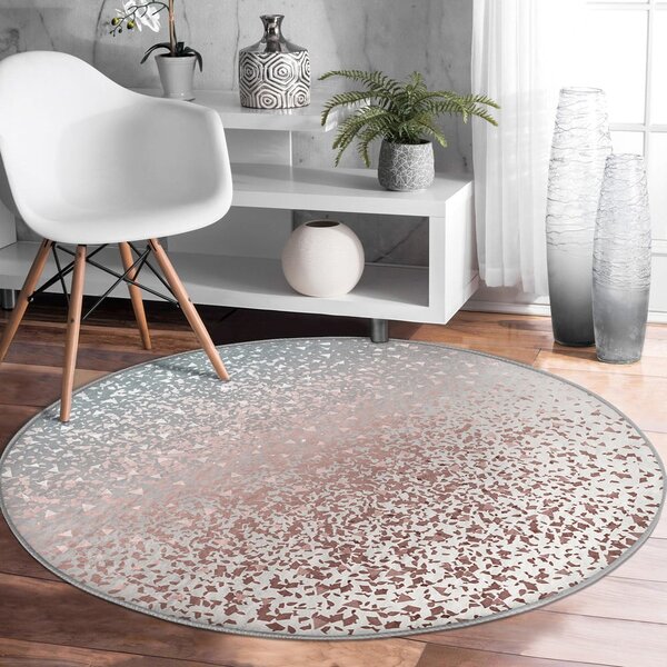 Pratelný kulatý koberec v šedo-měděné barvě vhodný pro robotické vysavače ø 80 cm Comfort – Mila Home