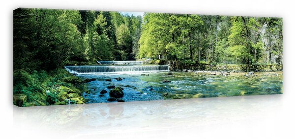 OBRAZ VODOPÁD JEZERO PŘÍRODA VÝHLED OBÝVACÍ POKOJ LOŽNICE VELKÝ NA PLÁTNĚ 145x45