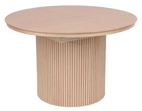 Rozkládací kulatý stůl Sorrento s lamelami, 120–160 cm, přírodní dub