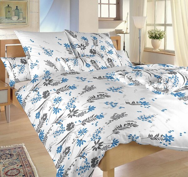 Dadka Povlečení krep Agata denim na bílém pozadí 140x200, 70x90 cm