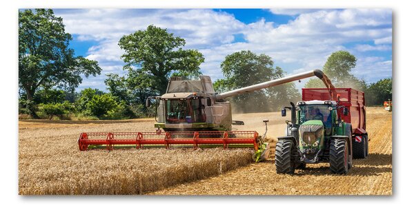Foto obraz sklo tvrzené Kombajn a traktor osh-89579937