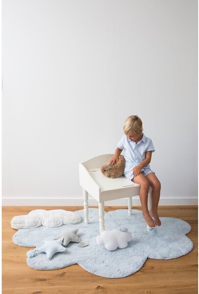 Světle modrý pratelný ručně tkaný bavlněný dětský koberec 110x170 cm Puffy Dream – Lorena Canals