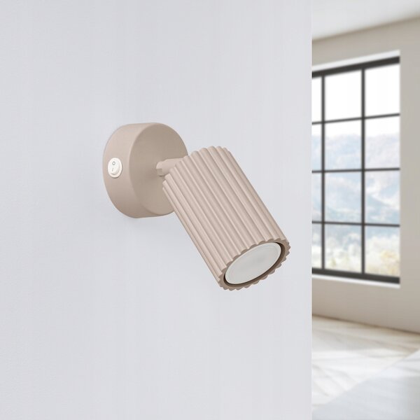 Nástěnné svítidlo KARBON taupe Trubicová lampa na zeď s vypínačem Sollux