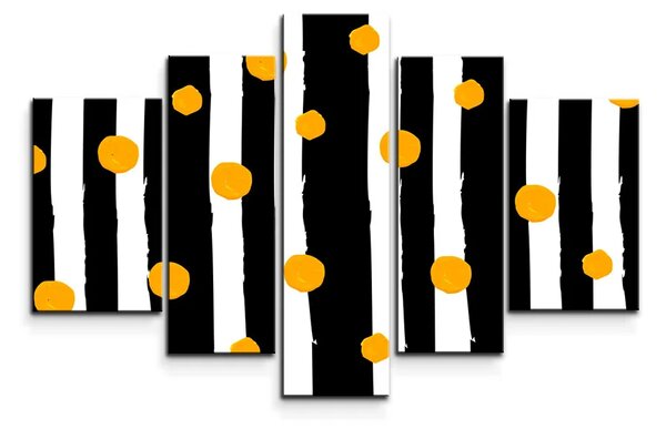 Sablio Obraz - 5-dílný Pruhy a puntíky - 125x90 cm