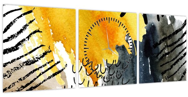 Obraz - Abstraktní akvarel (s hodinami) (90x30 cm)