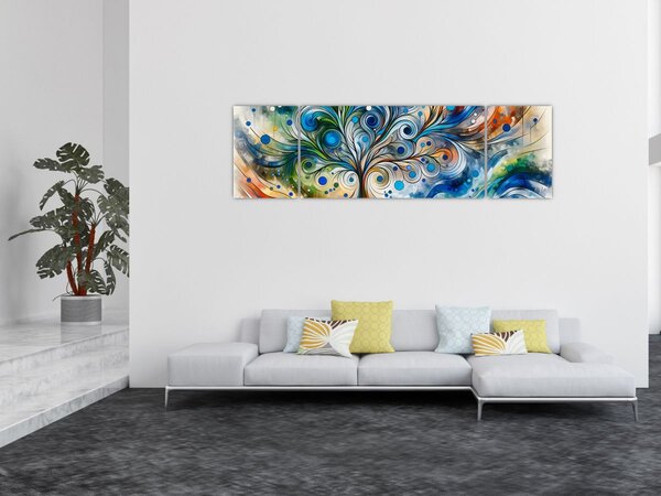 Obraz - Barevný energický strom (170x50 cm)