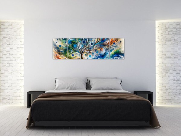 Obraz - Barevný energický strom (170x50 cm)