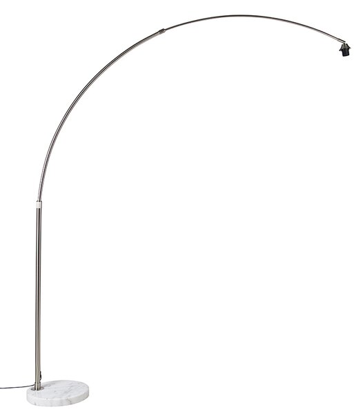 Ocelová oblouková lampa s bílým mramorovým podstavcem nastavitelná - XXL
