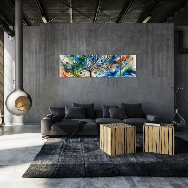 Obraz - Barevný energický strom (170x50 cm)
