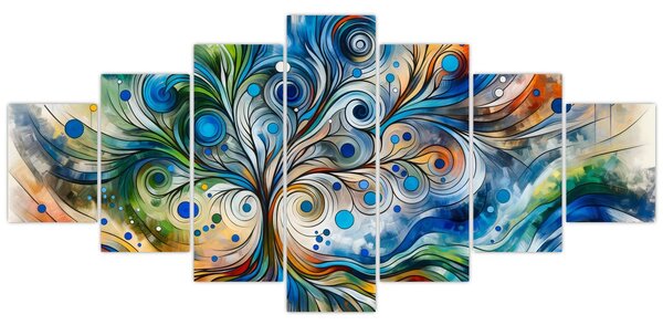Obraz - Barevný energický strom (210x100 cm)