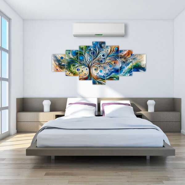 Obraz - Barevný energický strom (210x100 cm)
